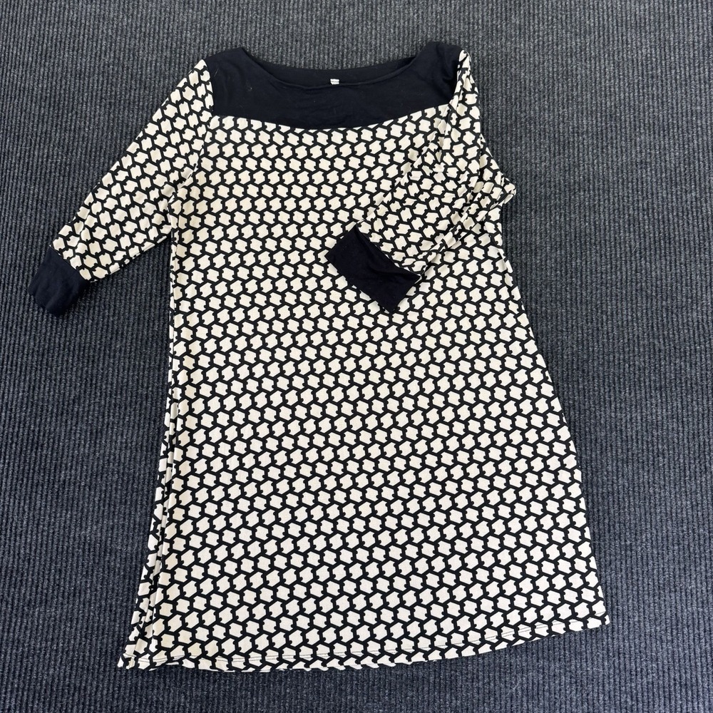 Gilli Women's Dress Black And Cream Geometric Design Size Large. Poly Spandex